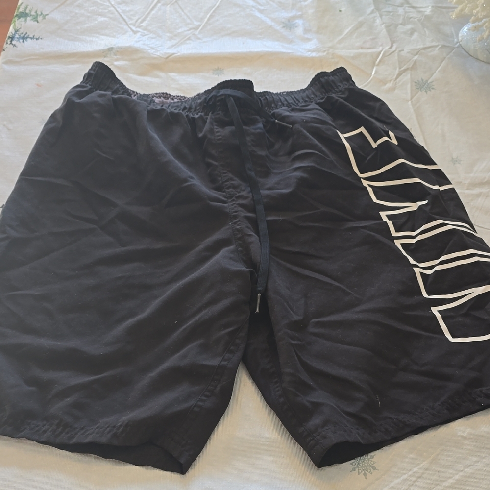 Nike Black Men's  Swim Shorts with White Swoosh